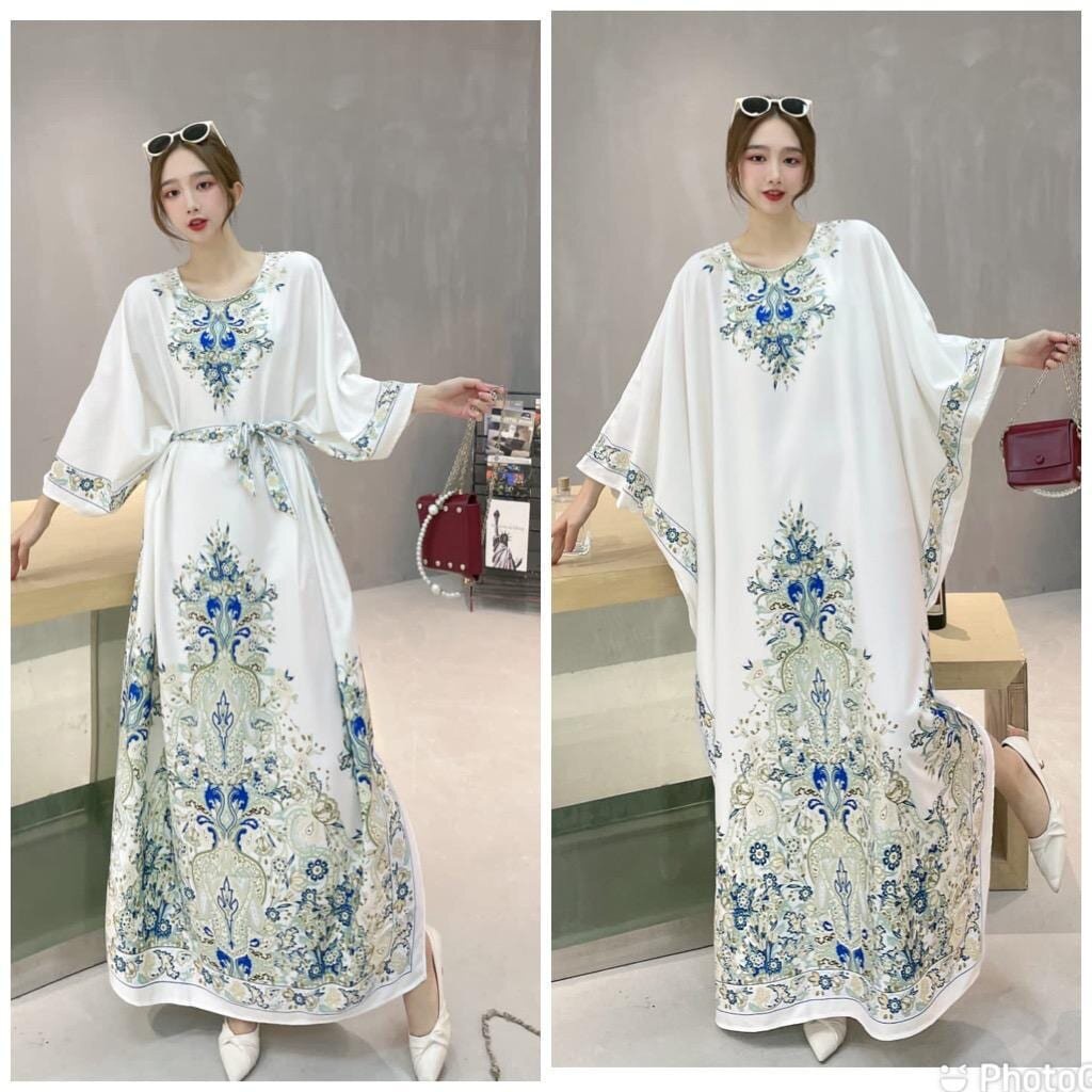 DRESS / KAFTAN WANITA ESTILO WHITE SPESIAL IMPORT BKK BANGKOK