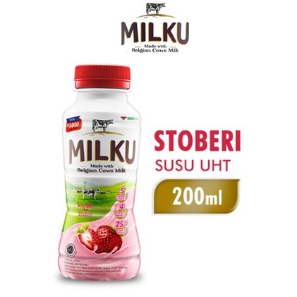 

Milku Susu UHT Varian Rasa 200 ml Milku Susu Coklat Strawberry ORIGINAL