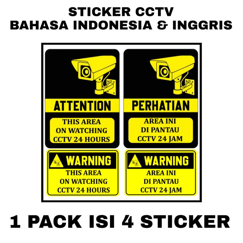 

STIKER CCTV 1 PACK ISI 4 STICKER BAHASA INDONESIA DAN INGGRIS