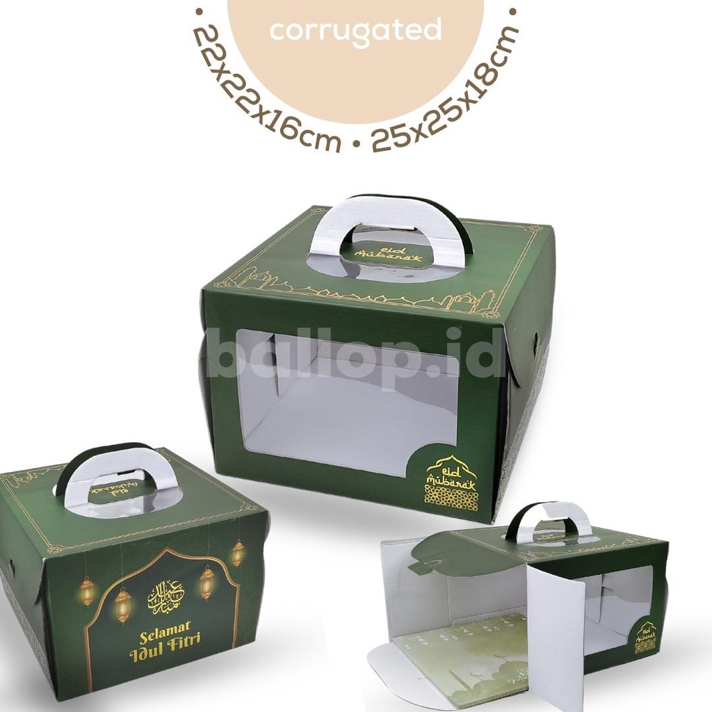 

E-FLUTE 22 22 16 CM 25 25 18 Box Dus Kotak Cake Lebaran Hampers Bingkisan Eid Mubarak Al Idul Fitri