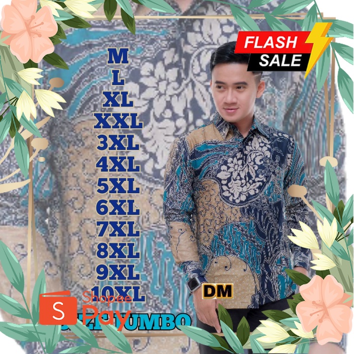 Kondangan nikahan arisan alisan //KEMEJA BATIK JUMBO KERISNA_JAYA77 MOTIF SEKAR JAGAD BIRU BIG SIZE 