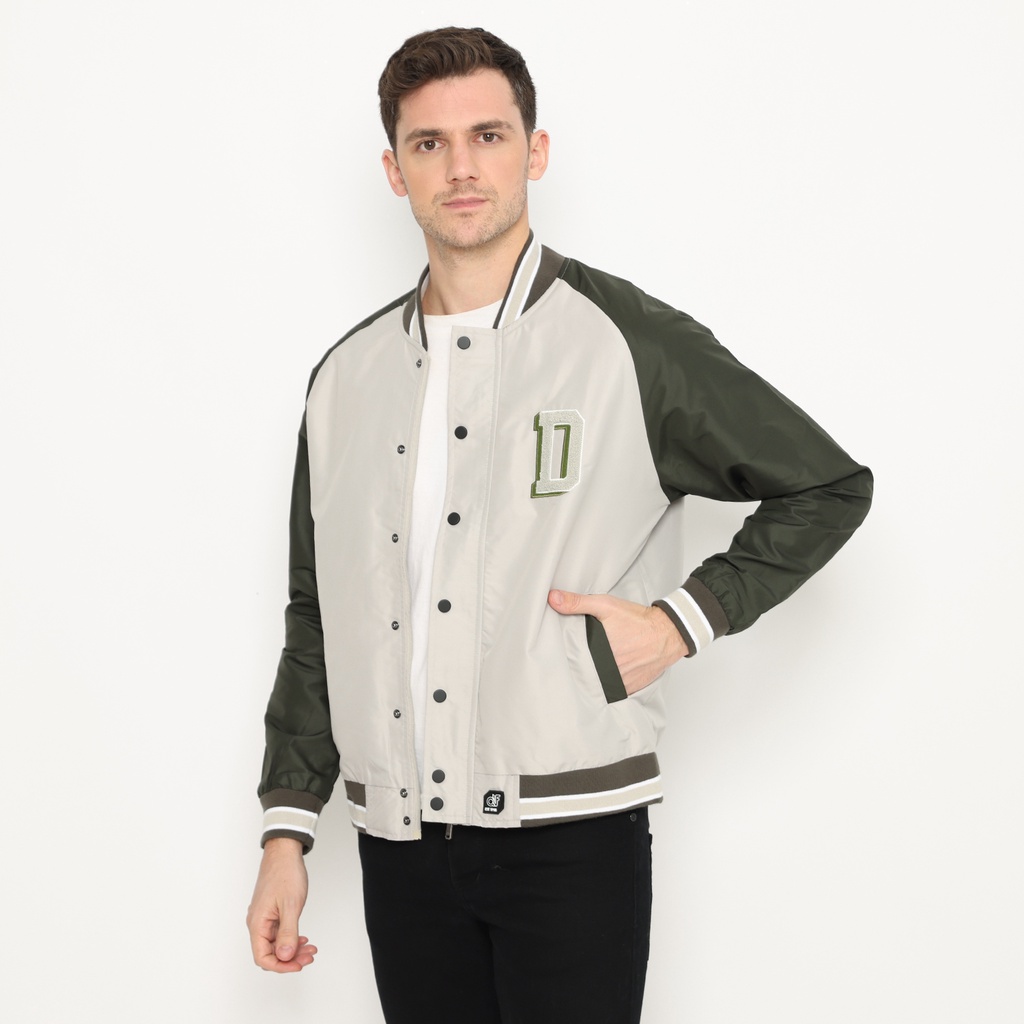 d&f Jaket Bomber Varsity Pria - Hijau Sequoi