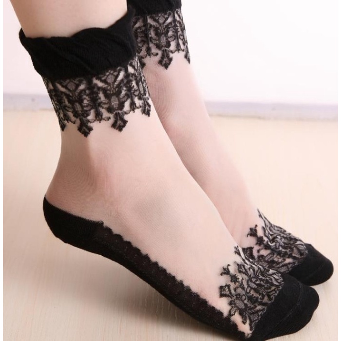 Kaos Kaki Renda Dewasa Sock Kaos Kaki Wanita - Hitam