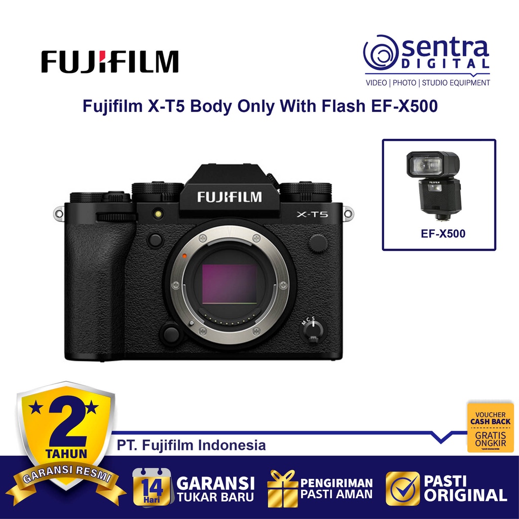 Fujifilm X-T5 Body Only Black with EF-X500 Flash Speedlite