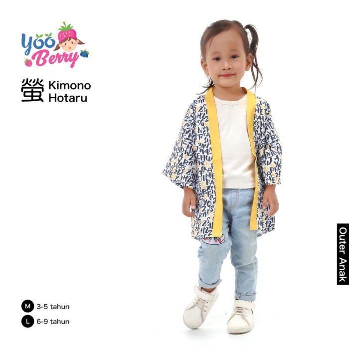 YooBerry Outer Kimono Anak Hotaru Kids Baju Yukata Perempuan Laki - Motif A, M