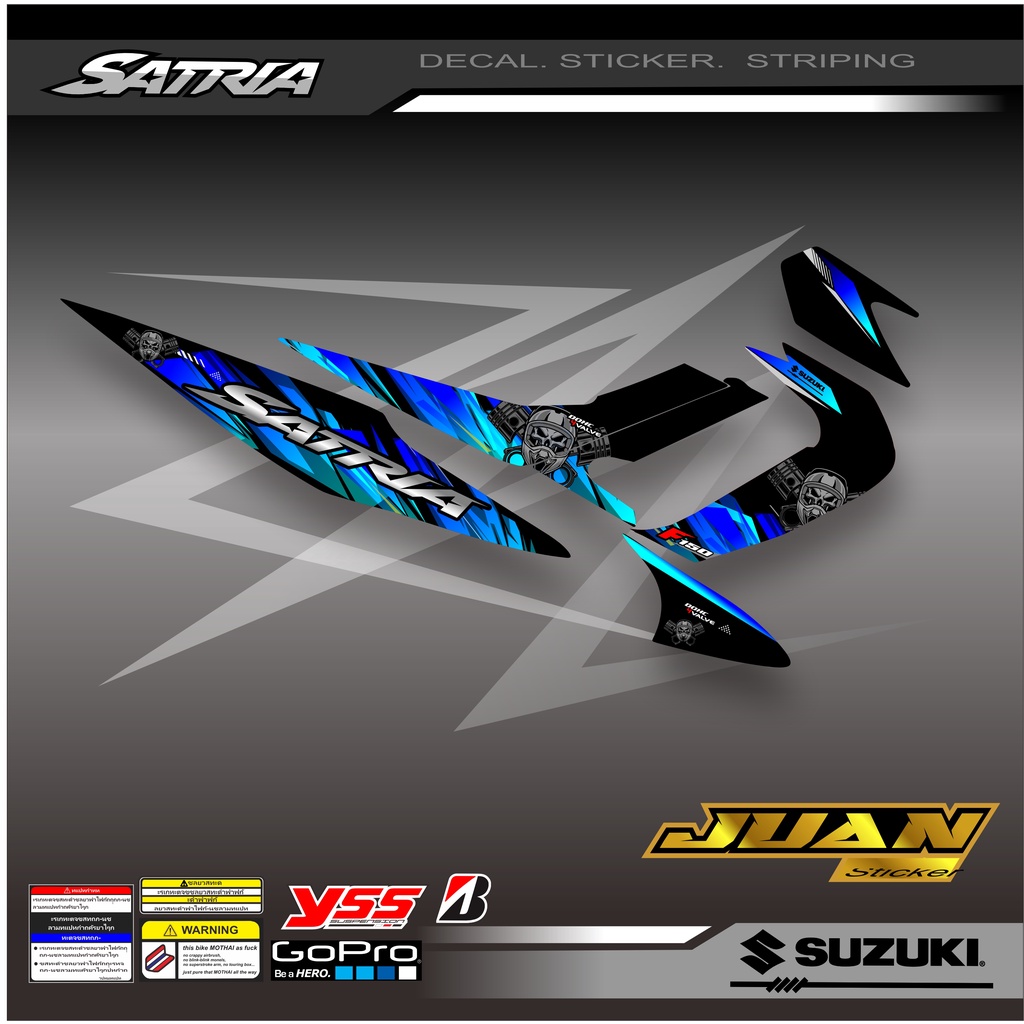 STRIPING STIKER MOTOR VARIASI SATRIA FU BARONG 2008 2009 2010 2011 2012 STICKER F150 LAMA TERBARU