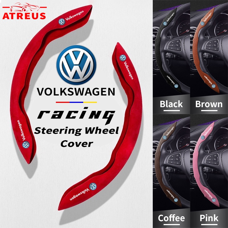 Volkswagen Cover Pelindung Setir Mobil Balap Suede Steering Wheel Cover Anti Slip Serap Keringat Untuk Polo Volkswagen Golf mk3 mk6 mk7 Scirocco Beetle Passat B5 B6 B7 CC