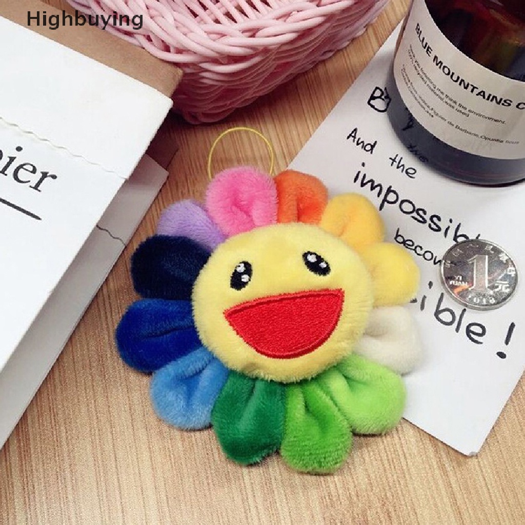 Hbid Smile Sunflower Pendant Soft Flower 6 cm New Kawaii Rain Bros Boneka Boneka Warna-Warni Mainan Mewah Tas Dekorasi Ada Box Hadiah Glory