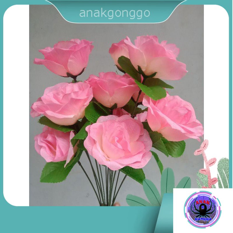 Bunga Mawar Pink Artificial Imitasi Palsu untuk Hiasan Dekorasi Pelaminan dan Pajangan Ruangan