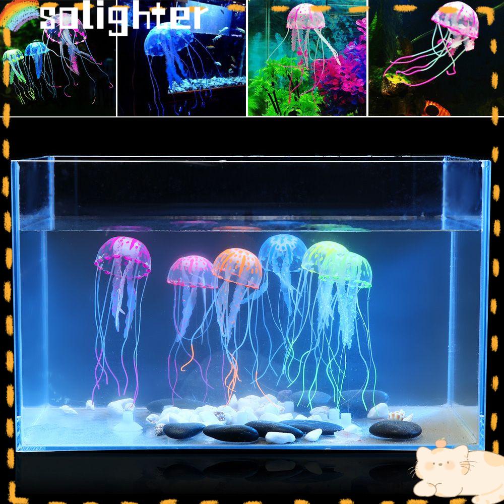 Solighter Glowing Ubur-Ubur Flexible Artificial Landscape Ikan Tangki Dekor