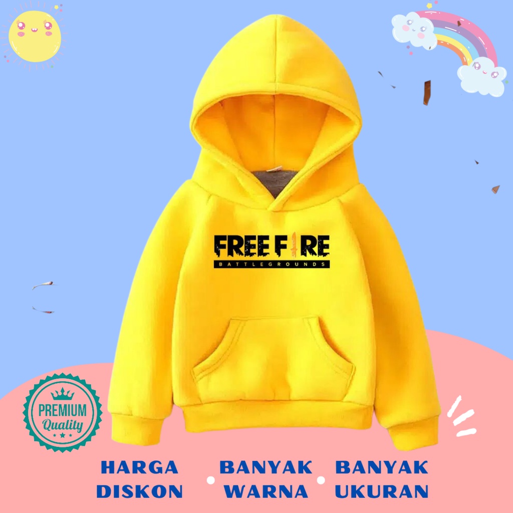 Jaket Hodie Anak Balita Kecil Laki Laki Perempuan Cowok Cewek Kembar Couple Model FF Free Fire Umur 