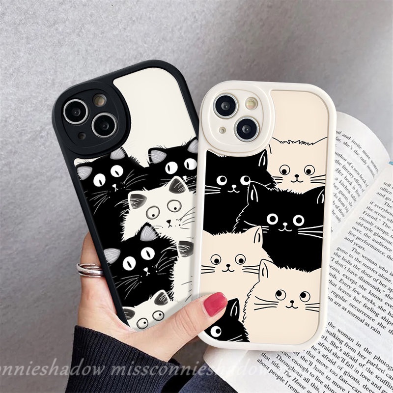 Couple Case Oppo A17 A78 A57 A15 A95 A12 A16 A5s A17K A7 A54 A16K A96 A58 A9 A5 A77s A74 A76 A55 A3S Reno5 8 5F 7 7Z A53 A31 A16E A92 A1K Kucing Kartun Lucu Imut Lembut Sarung Tpu