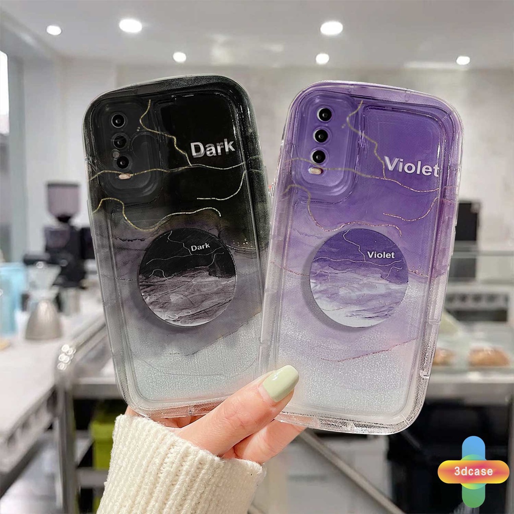 Soft Case VIVO Y35 Y21A Y21T Y12S Y02 Y12 Y22 Y22S Y20 Y16 Y15S Y15C Y91C Y21 2021 Y30 Y21S Y20S Y12i Y3S Y33T Y21E Y21G Y15A Y01 Y01A Y91 Y30i Y93 Y95 Y15 Y17 Y50 Y53S Y51 2020 Y51A Y10 Y33S Ins Dark Watercolor Gradient Couples Soap Case With Stand