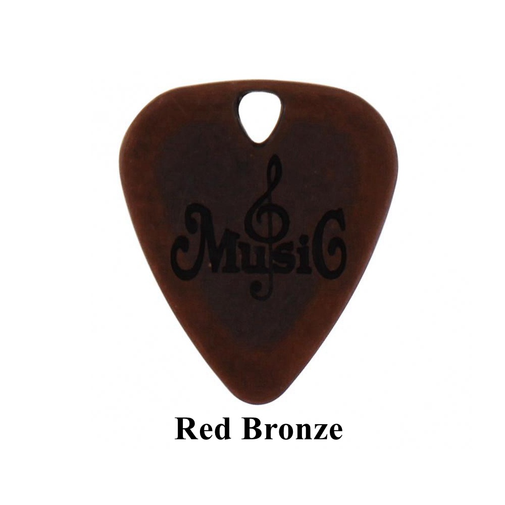 1biji Pick Gitar Zinc Alloy Gold Bronze Untuk Gitar/Bass/Ukulele Dengan Instrumen Senar Lubang Bahan Metal Plectrum Plucked