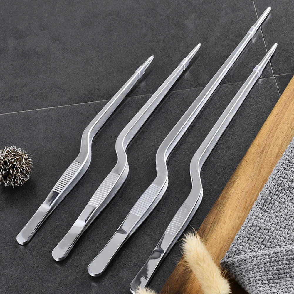 1pc Alat Dapur Memasak BBQ Daging Makanan Memasak Penjepit Klip Mini Kepala Penjepit Stainless Steel Pinset Plating Chef Food Tweezer Portable Untuk Piknik Penjepit