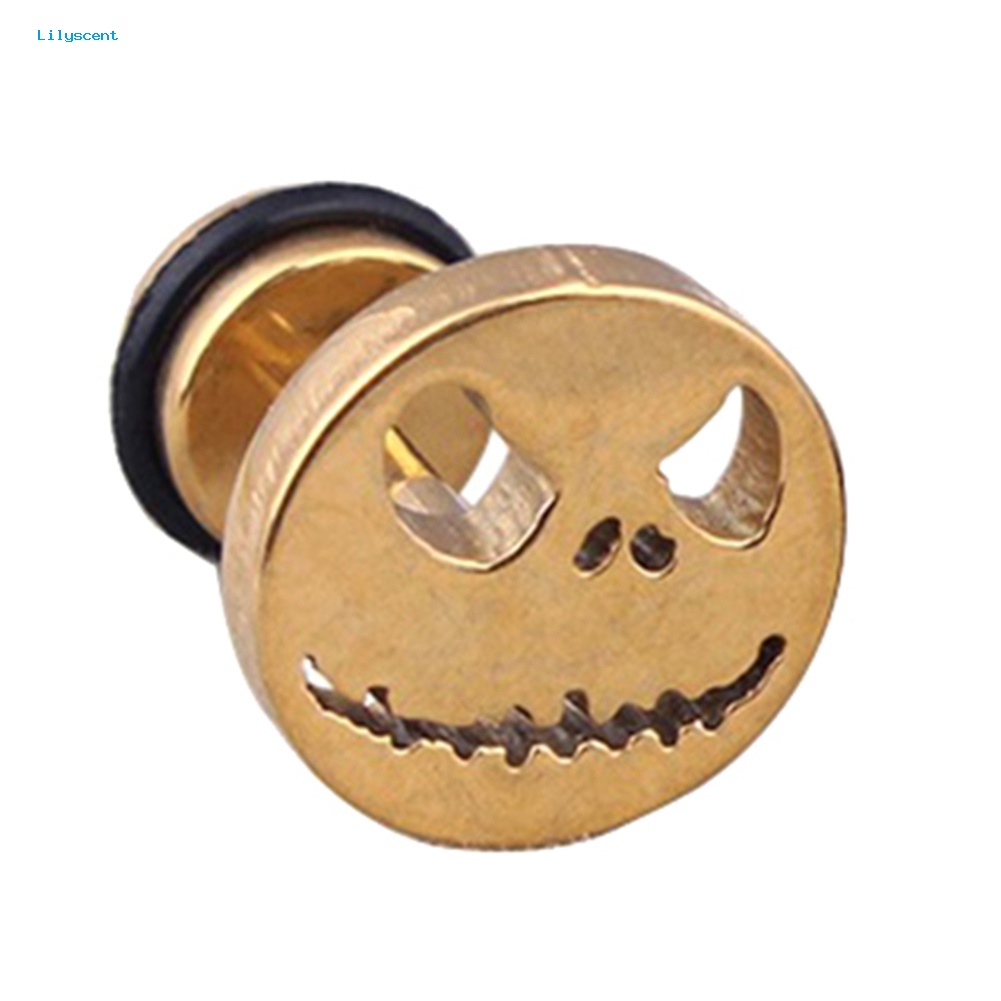 Lilyscent 1Pc Pria Wanita Halloween Tengkorak Baja Titanium Telinga Stud Anting Tindik Perhiasan