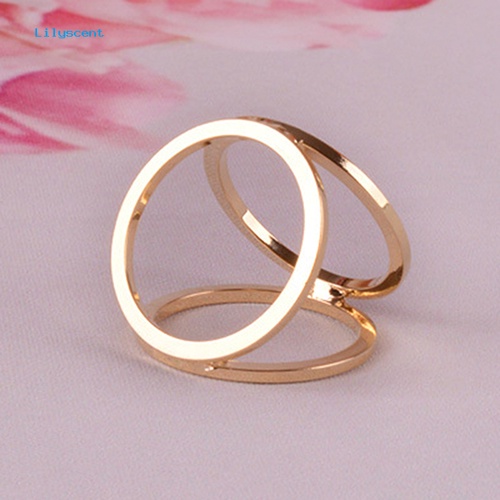 Lilyscent Hot Fashion Berlapis Emas Tiga Cincin Syal Sutra Gesper Klip Bros Pin Hadiah