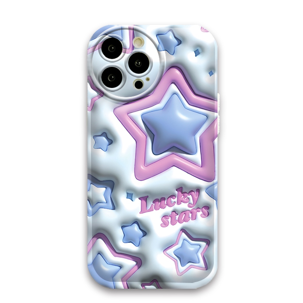 Samsung A14 A13 A04S A04e A03 A03S A12 A21S A10 A50 A30S A20 A10S A52 A11 J6 Plus J7 Prime J7 Pro 3D Vision Cute Lucky Star Shiny Stars Bantal Angin Anti Guncangan Soft Case BY