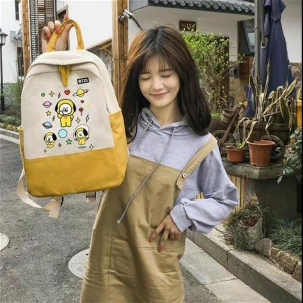 YA 542. Ransel BT Colour Printing Tas Punggung Backpack Karakter Lucu Anak Sekolah Korean Style