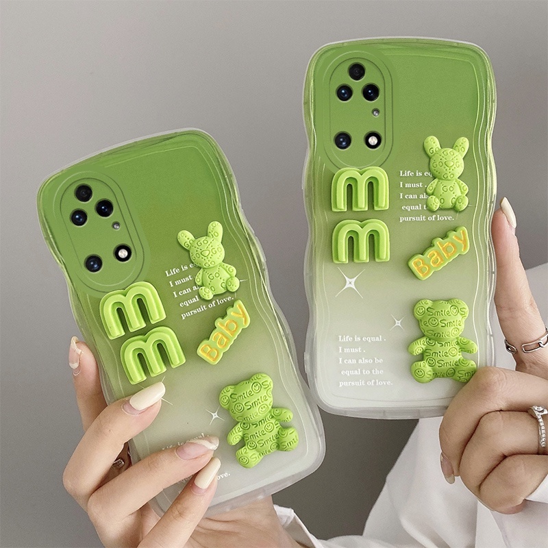 Andyh Casing Ponsel Untuk Huawei P30 Pro P40 Pro P50 Pro Phone Case 3D Alphabet Bear Pelindung Kamera Pelindung Penutup Belakang Couple Case