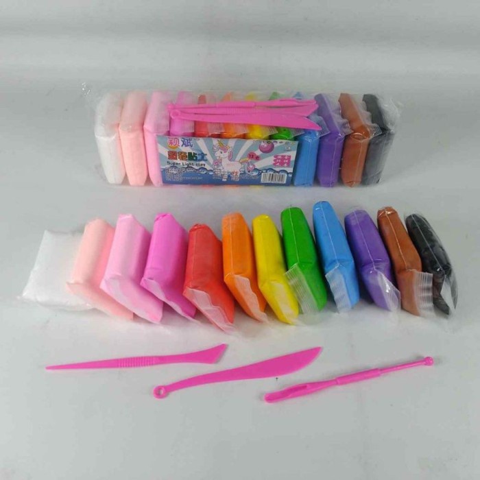 POLYMER CLAY / Mainan Lilin Plastisin Warna warni isi 12pcs Mainan Edukasi / Magic Clay / Lilin Mainan / Mainan Anak