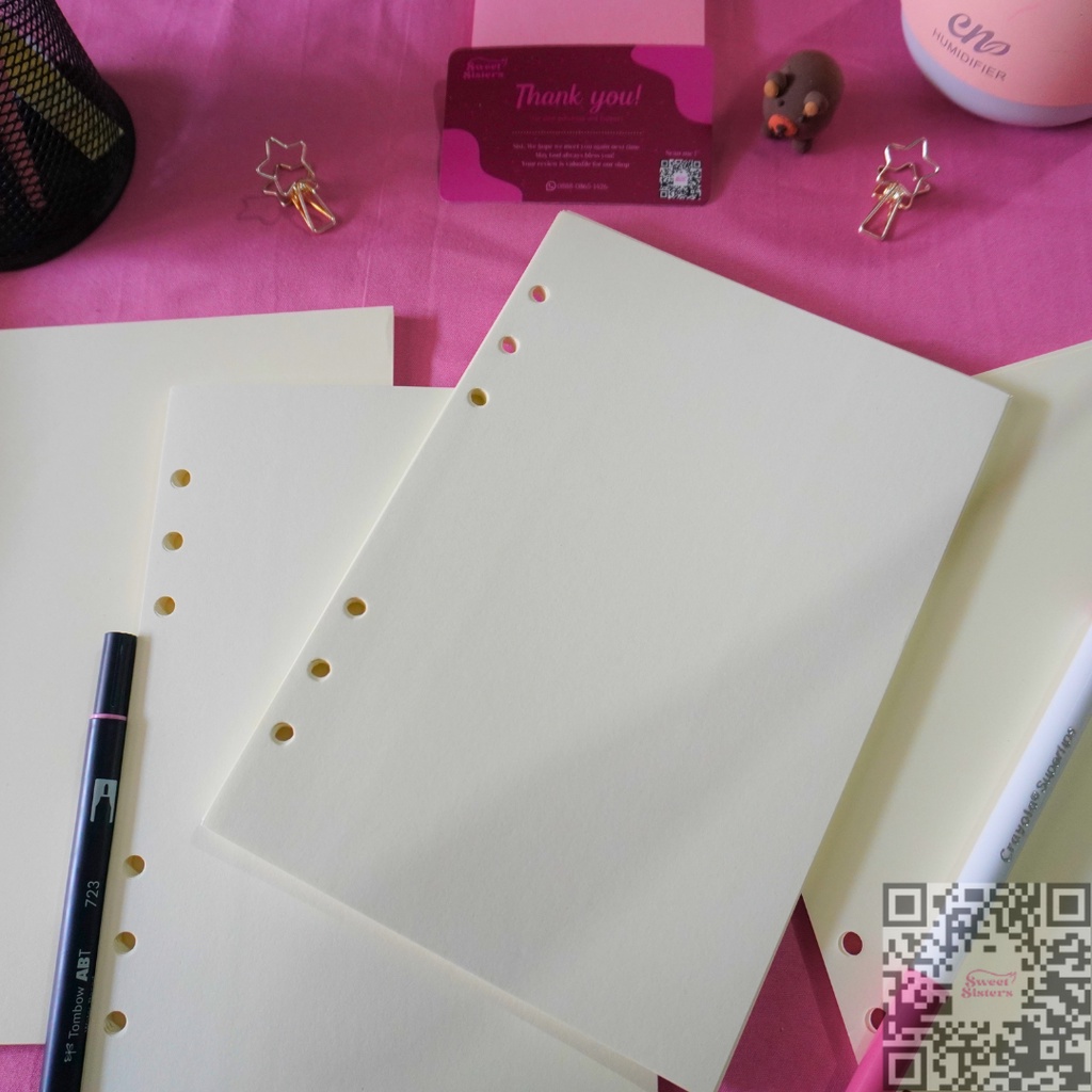 

[ 100gsm ] LOOSE LEAF Refill Kertas Binder Diari Korea A5 Ring 6 Lubang Motif Blank Polos
