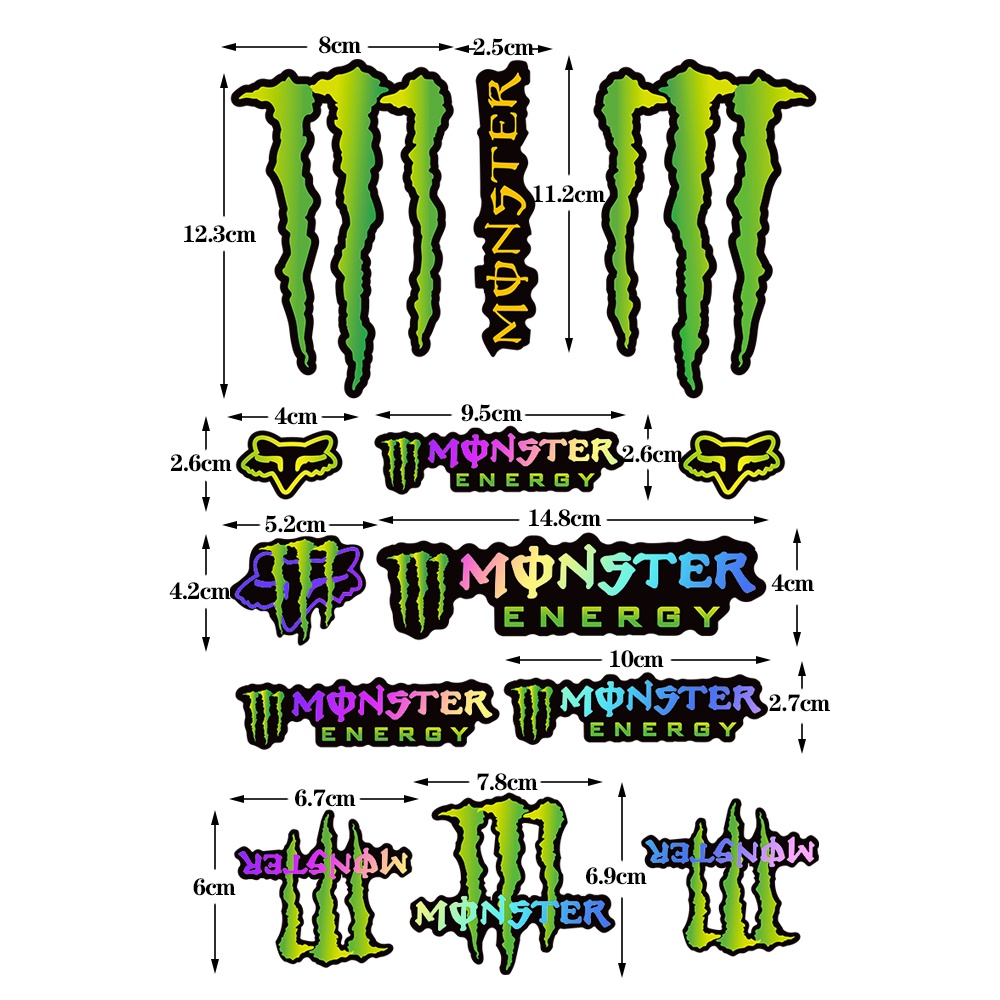 1set Reflektif Sepeda Motor Riding Fender Dekorasi Stiker Monster MOTUL HRC Logio Tahan Air GoPro Helm Modifikasi Decals