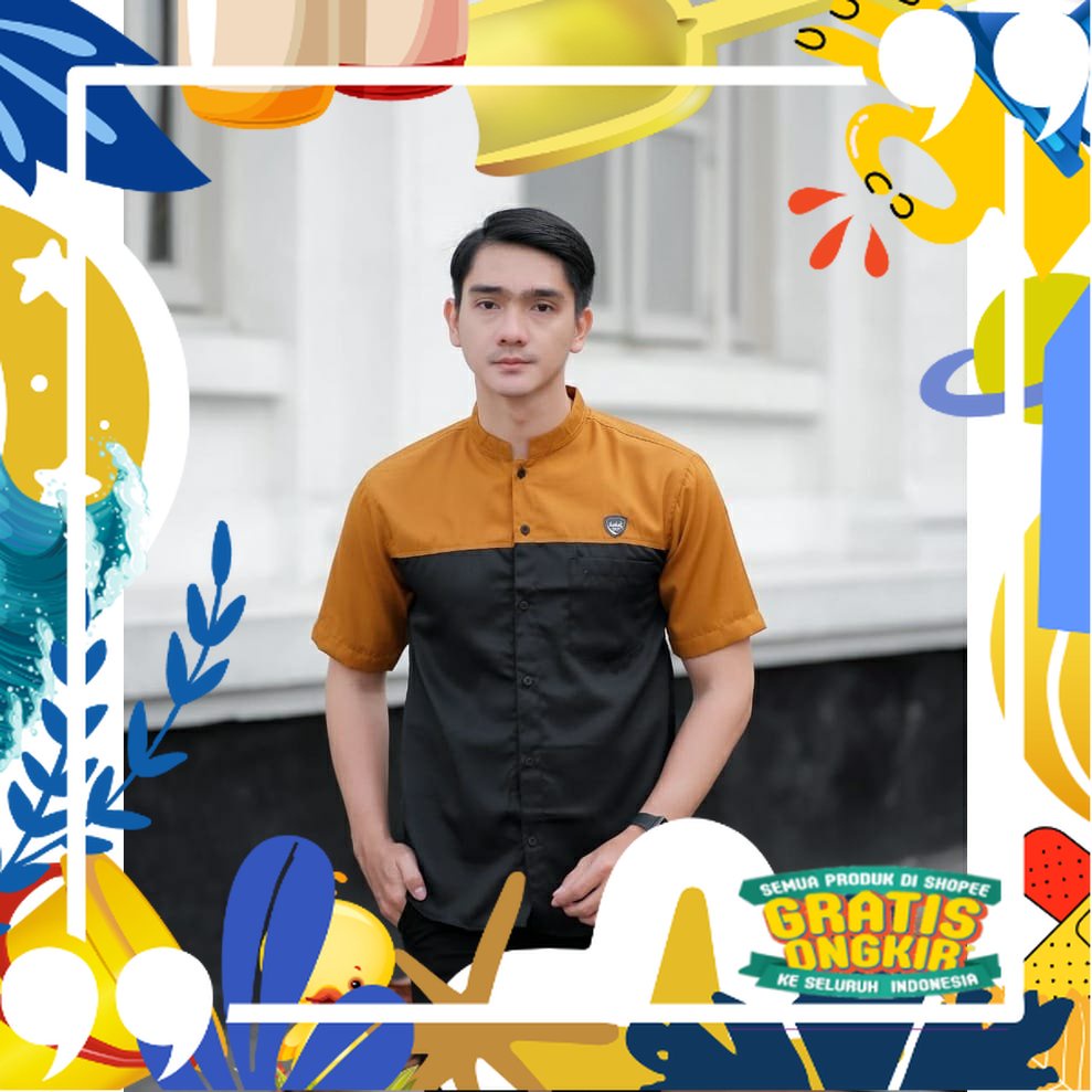 Baju Koko Pria Lengan Pendek Baju Koko Pria Terbaru Koko Kurta Dewasa/ Pink Coklat Maron khaki ungu
