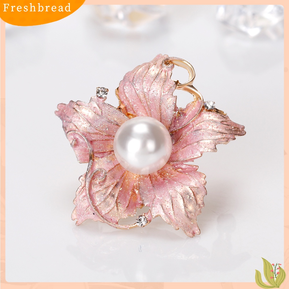 &lt; Freshbread &gt; Fashion Wanita Berlian Imitasi Mutiara Imitasi Enamel Bunga Floriated Bros Pin