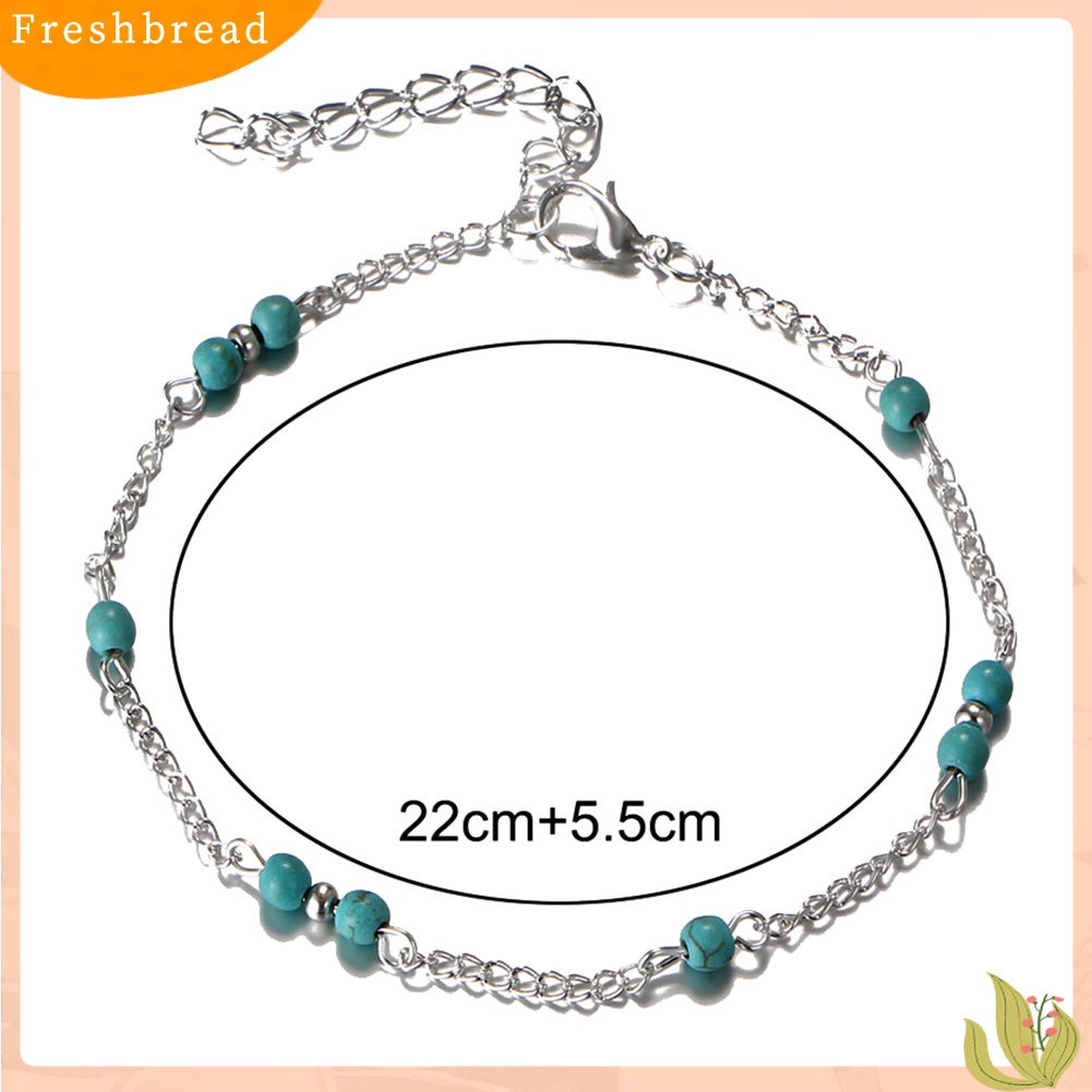&lt; Freshbread &gt; Fashion Wanita Faux Turquoise Beaded Chain Anklet Gelang Kaki Perhiasan Pantai