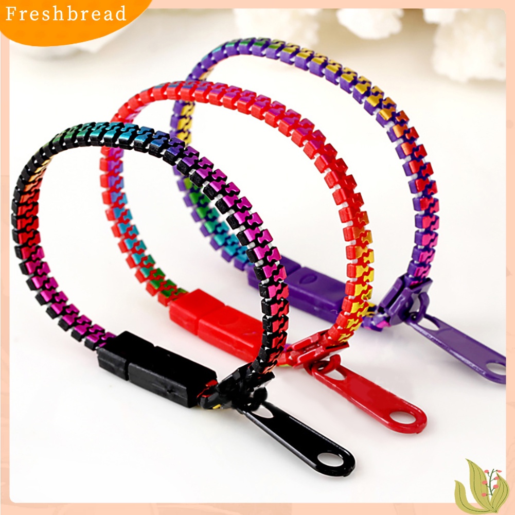 &lt; Freshbread &gt; Warna-Warni Ritsleting Gaya Gelang Pria Wanita Mahasiswa Perhiasan Rantai Tangan Kreatif