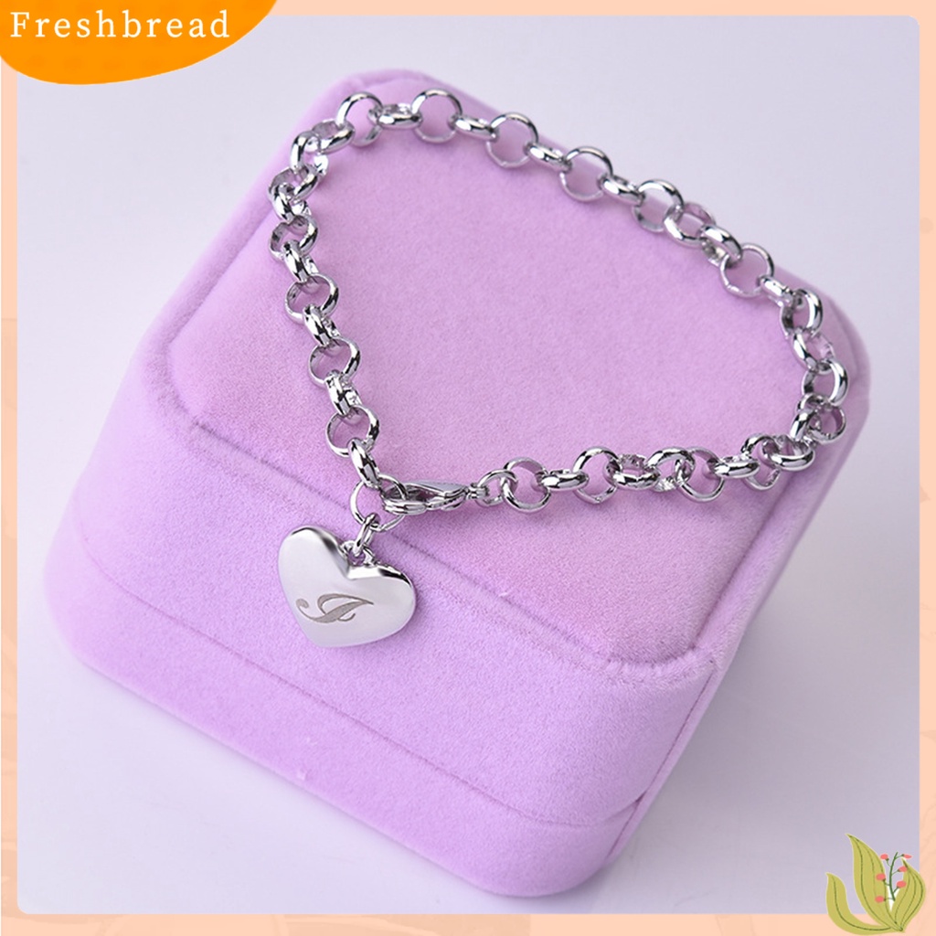 &lt; Freshbread &gt; Wanita Gelang Adjustable Dipoles Tepi Halus Electroplating Hias Dekorasi Hati Halus26Huruf Alfabet Inisial Gelang Perhiasan Hadiah