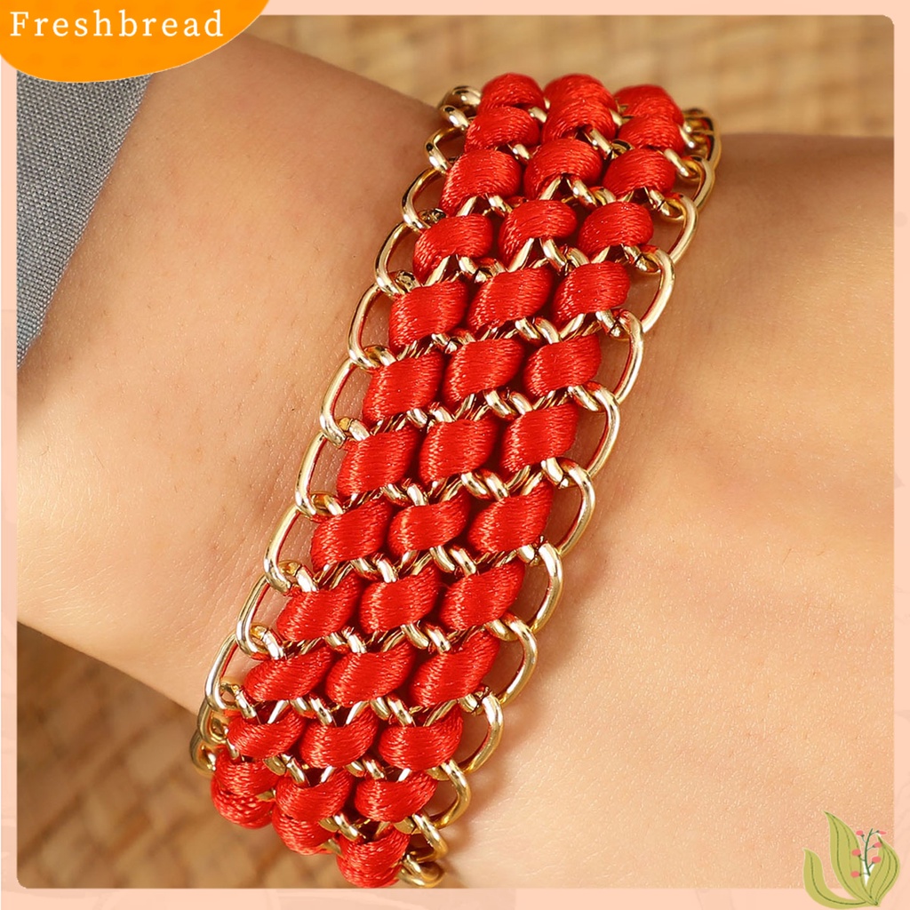 &lt; Freshbread &gt; Gelang Fashion Desain Kepang Geometris Artistik Merah Gelang Pasangan Untuk Dekorasi