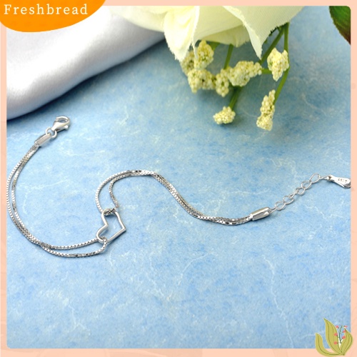 &lt; Freshbread &gt; Fashion Wanita Cinta Hati Liontin Berlapis Perak Double-Layer Chains Bracelet