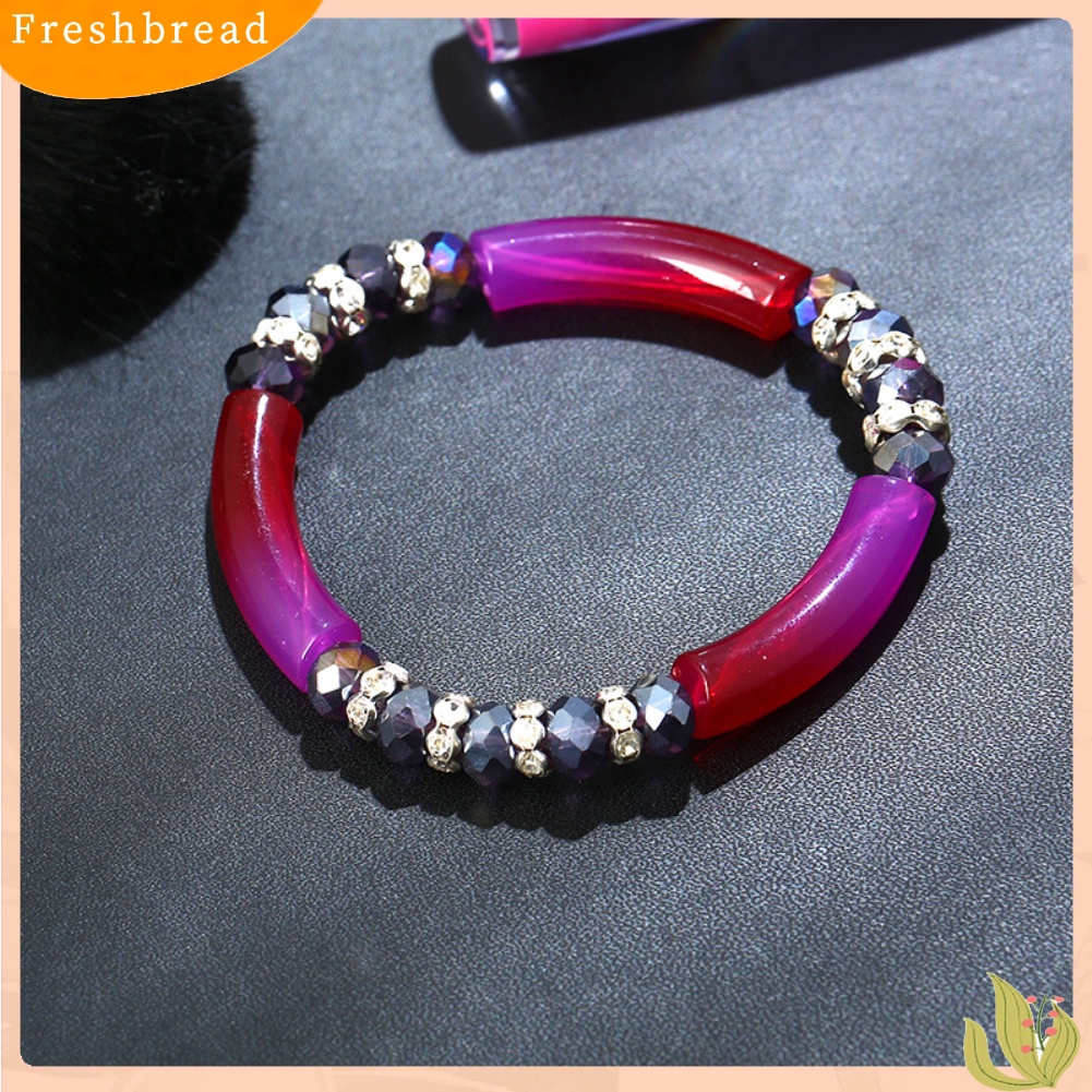 &lt; Freshbread &gt; Berlian Imitasi Warna-Warni Hias Gradien Warna Gelang Bangles Wanita Perhiasan Pesta