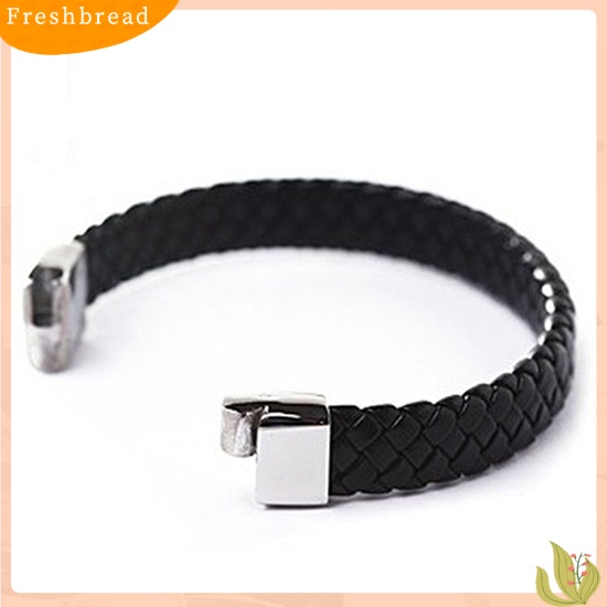 &lt; Freshbread &gt; Vintage Pria Paduan Kulit Imitasi Gelang Dikepang ic Gesper Gelang Bangle