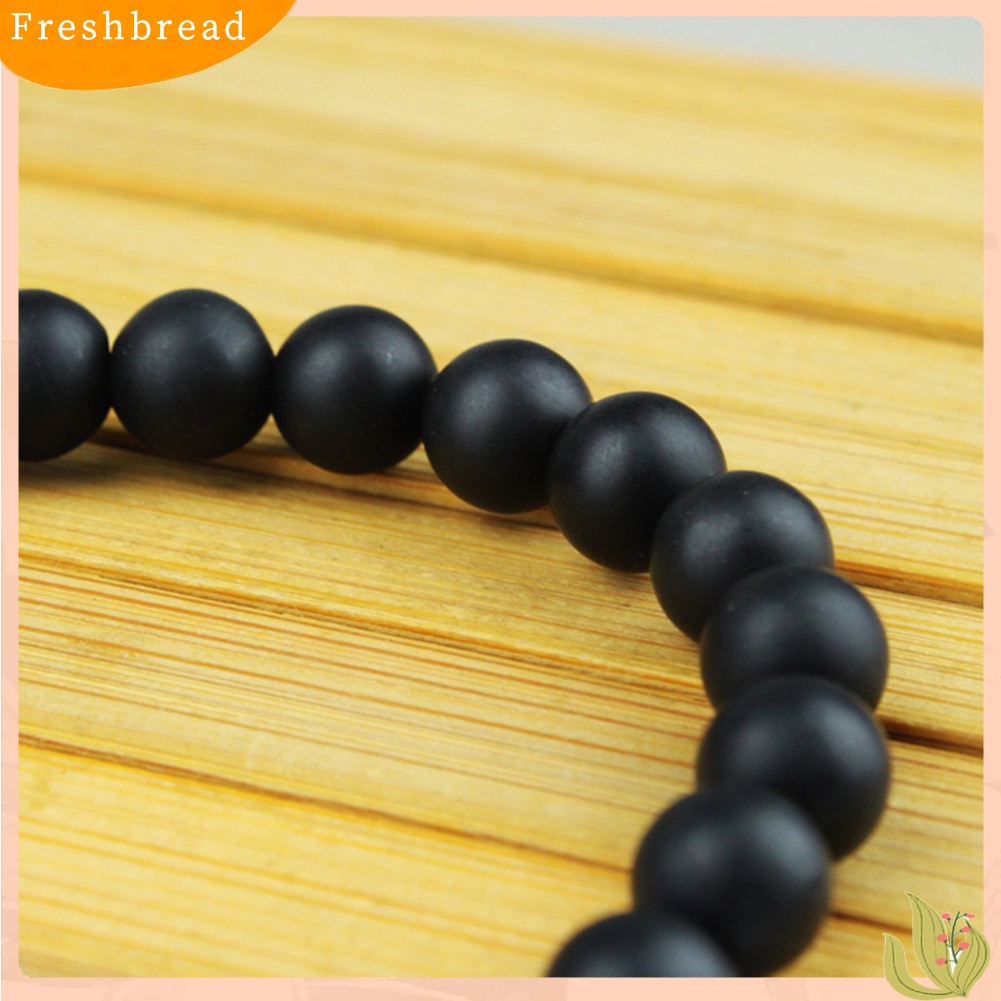 &lt; Freshbread &gt; 8/10mm Manik-Manik Batu Hitam Pesona Gelang Pria Wanita Minimalis Bangle Perhiasan