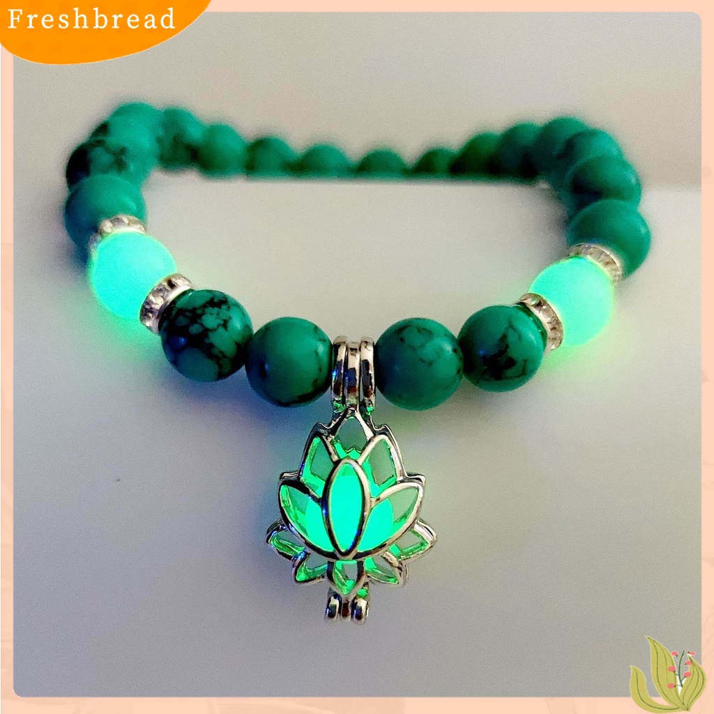 &lt; Freshbread &gt; Wanita Gelang Faux Turquoises Luminous Floral Jewelry Manik-Manik Elastis Bangle Jewellery Hadiah