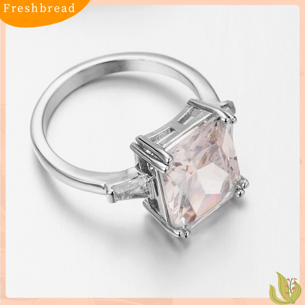 &lt; Freshbread &gt; Wanita Indah Persegi Zirkon Band Perhiasan Pesta Janji Pertunangan Cincin Hadiah