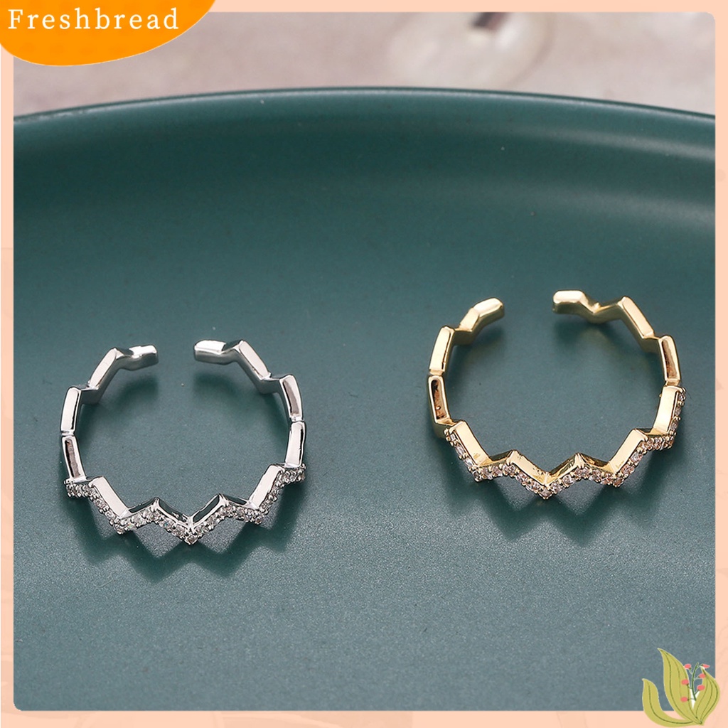 &lt; Freshbread &gt; Cincin Menawan Cincin Jari Bentuk Gelombang Adjustable Bahan Alloy All-match Untuk Harian