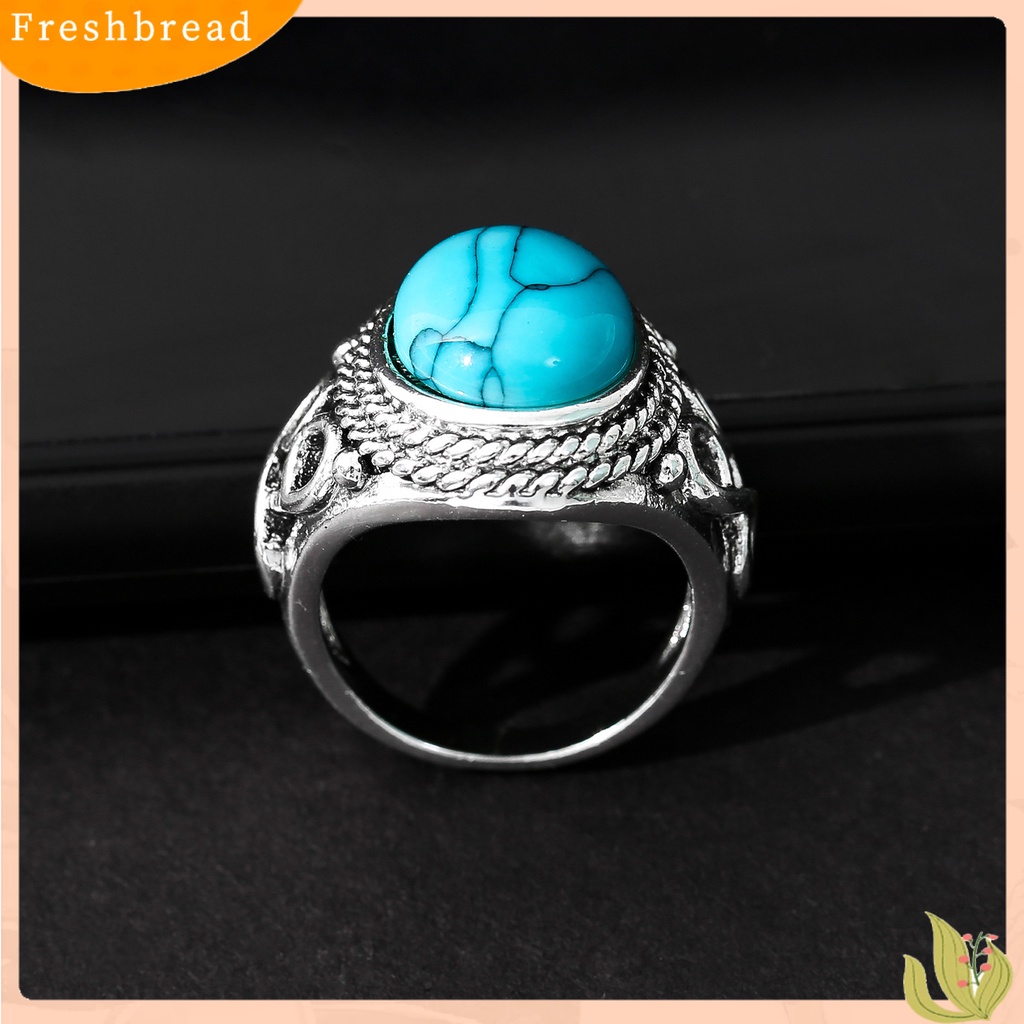 &lt; Freshbread &gt; Wanita Cincin Indah Imitasi Pirus Colorfast Gaya Vintage Women Circlet Finger Decoration