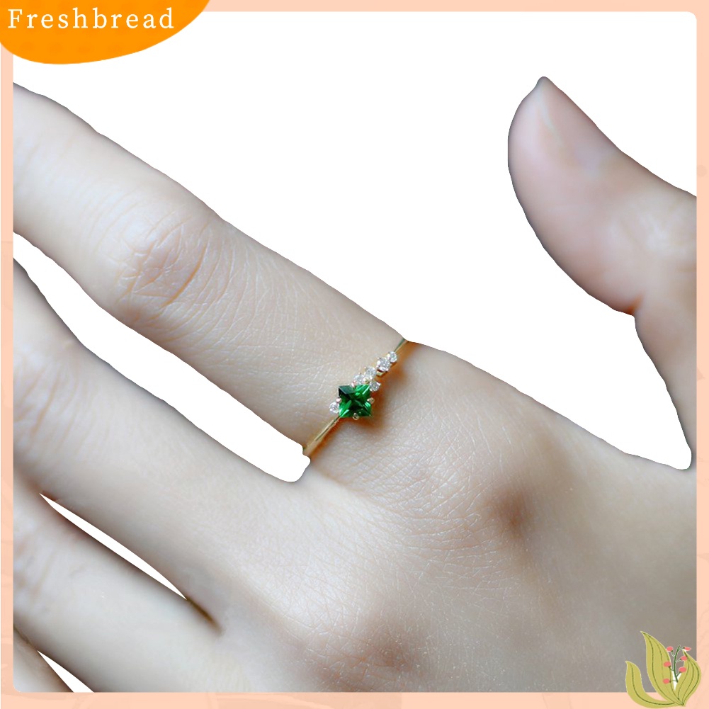 &lt; Freshbread &gt; Fashion Wanita Imitasi Zamrud Bertatahkan Jari Cincin Pernikahan Pertunangan Perhiasan Hadiah