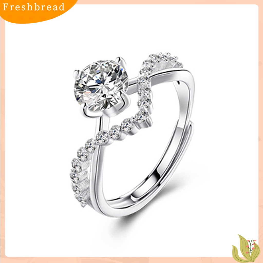 &lt; Freshbread &gt; Pasangan Cincin Pembukaan Dapat Disesuaikan Mewah Hadiah Pernikahan Berlian Imitasi Berkilau Wanita Pria Cincin Fashion Perhiasan