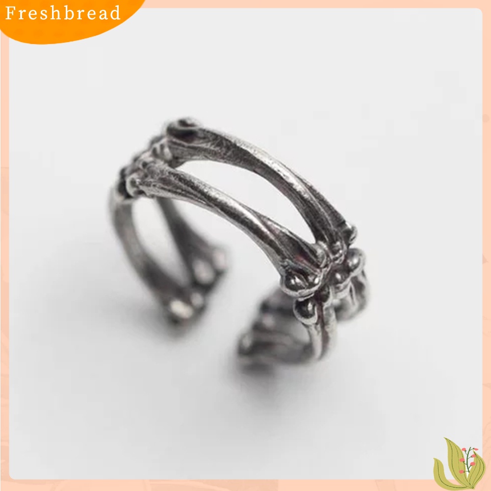 &lt; Freshbread &gt; Antik Gothic Adjustable Skeleton Bone Finger Ring Perhiasan Unisex Halloween