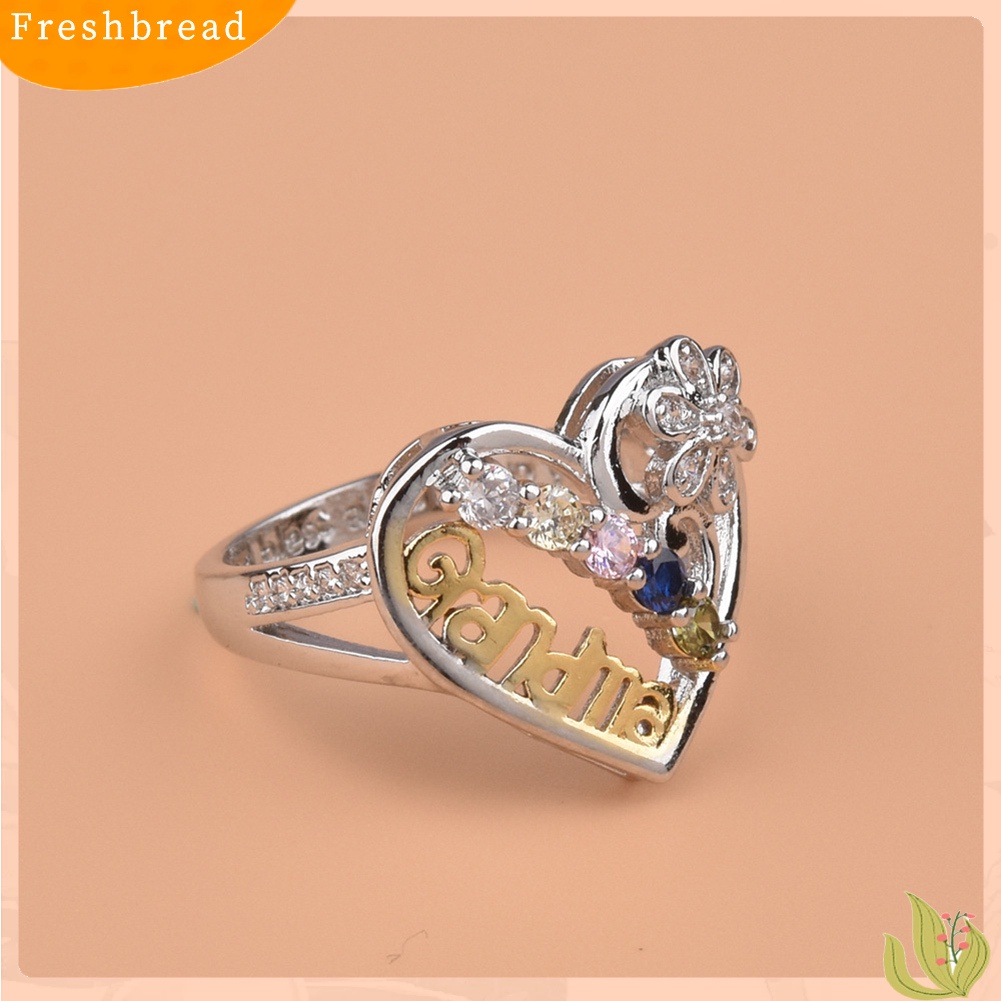 &lt; Freshbread &gt; Surat Nenek Berongga Cinta Hati Berlian Imitasi Jari Cincin Perhiasan Hadiah Ulang Tahun