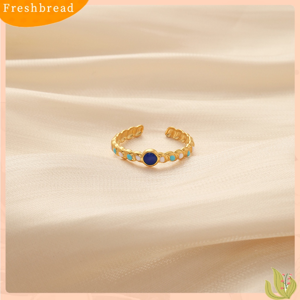 &lt; Freshbread &gt; Wanita Cincin Terbuka Multicolor Colorfast Bland Round Spot Opening Hias Stainless Steel Adjustable Lady Knuckle Ring Untuk Pakaian Sehari-Hari