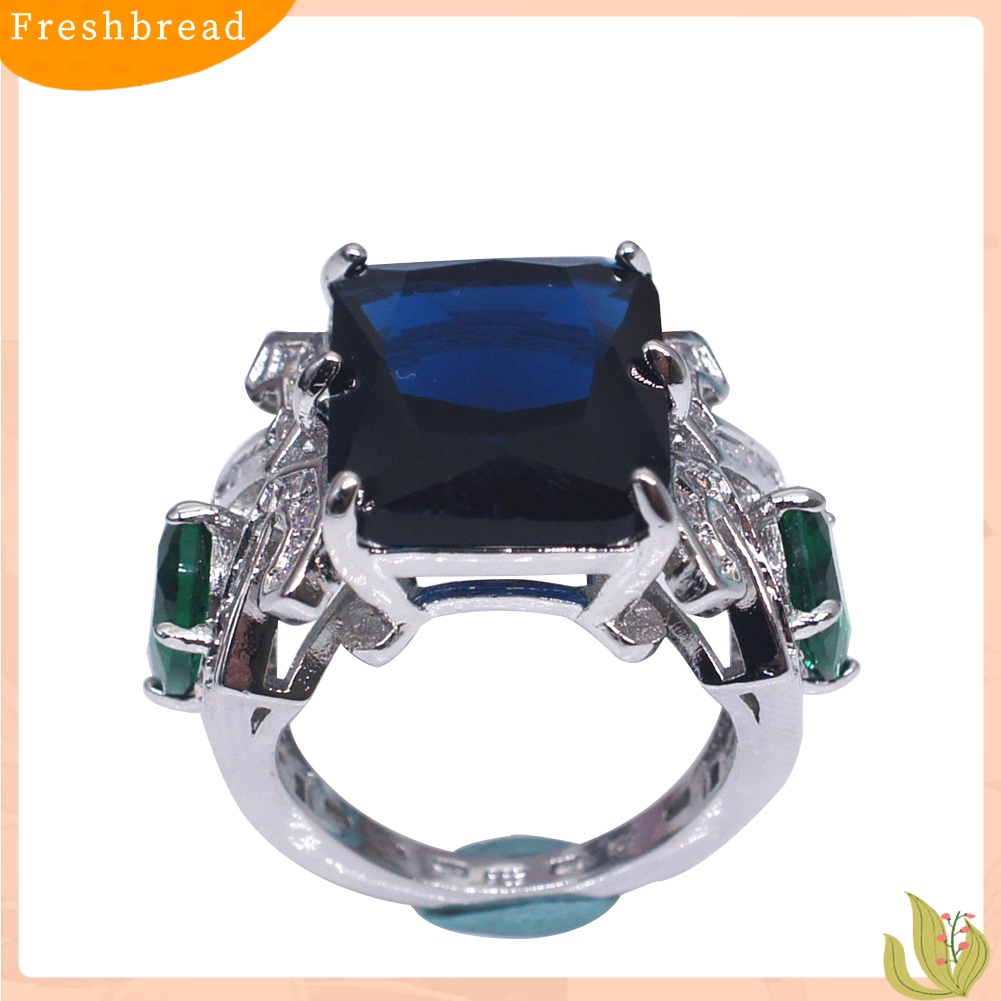 &lt; Freshbread &gt; Mewah Persegi Besar Faux Topaz Wanita Jari Cincin Pesta Perjamuan Perhiasan Dekorasi