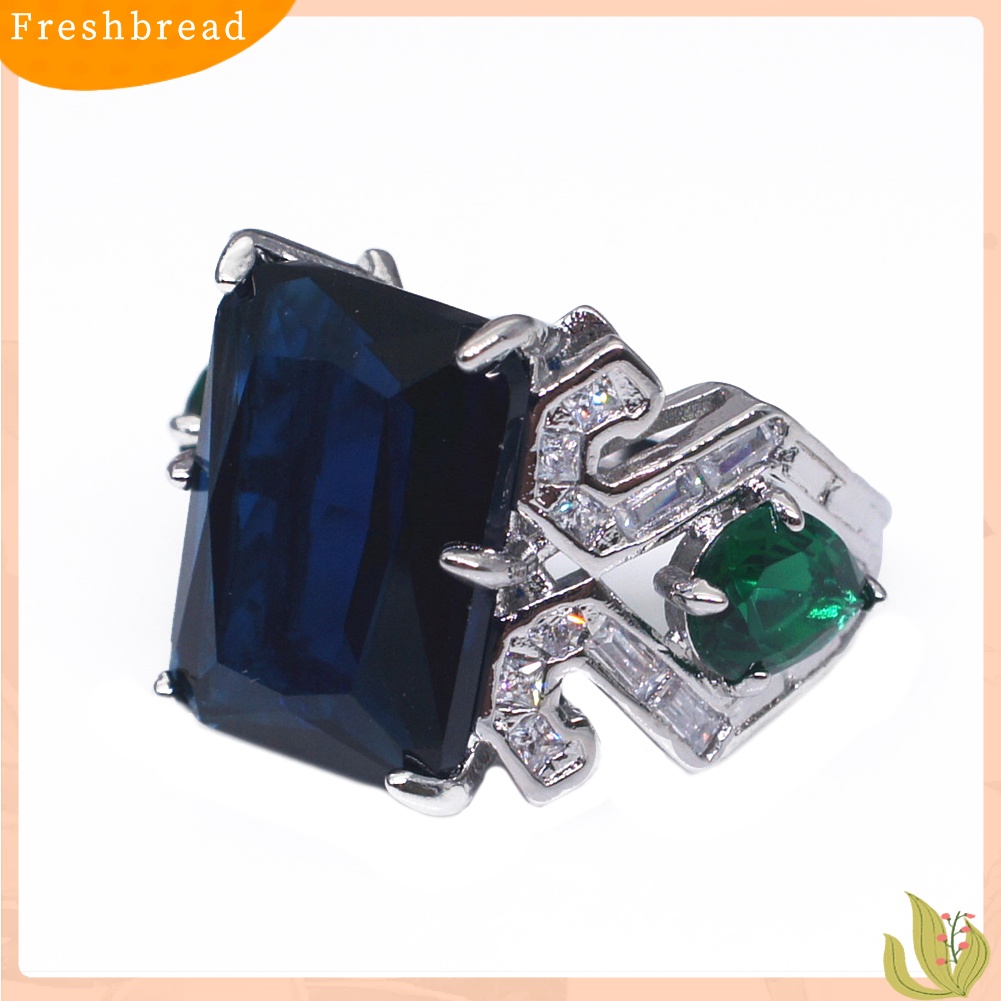 &lt; Freshbread &gt; Mewah Persegi Besar Faux Topaz Wanita Jari Cincin Pesta Perjamuan Perhiasan Dekorasi