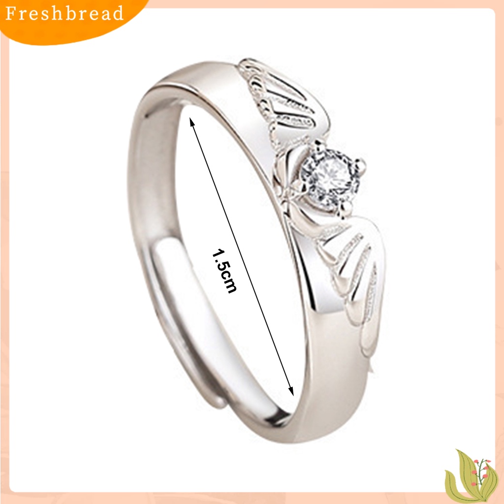 &lt; Freshbread &gt; Finger Band Inlay Zircon Adjustable Electroplating Polishing Bright Luster Hias Desain Sayap Malaikat Setan Pasangan Cincin Untuk Hadiah