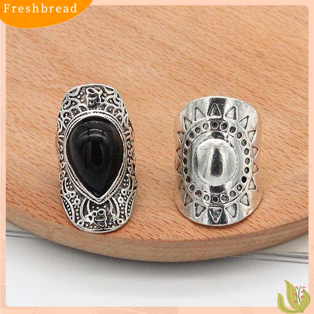 &lt; Freshbread &gt; 4Pcs/Set Cincin Unisex Gaya Bohemian Tahan Aus Cincin Fidget Ringan Super Cool Untuk Pesta